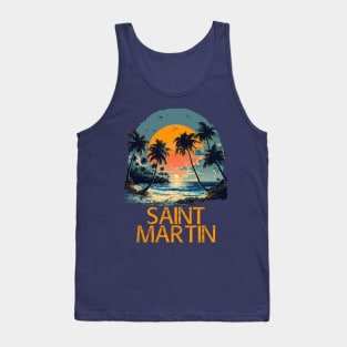 Saint Martin Sunset (with Orange Lettering) Tank Top